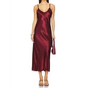 NEW ENZA COSTA bias cut slip dress in ruby